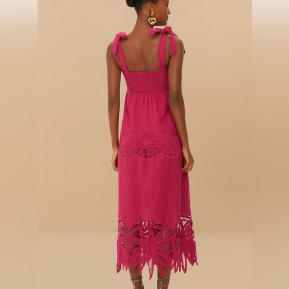 FARM RIO Pink Daisy Embroidered Sleeveless Midi Dress Size Medium NWT - Picture 5 of 7